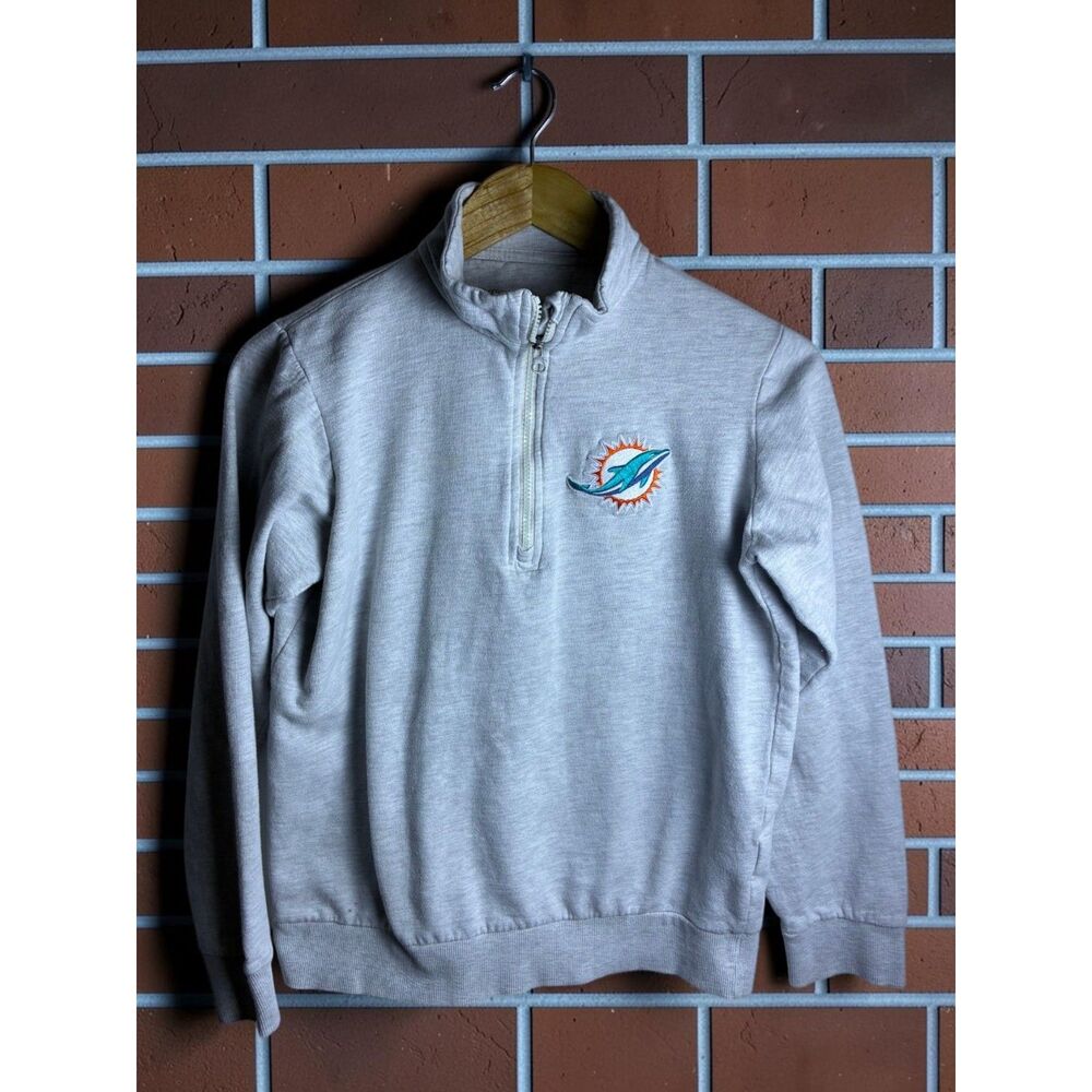 Antigua Miami Dolphins NFL Women's Small Gray Quarter Zip Pullover